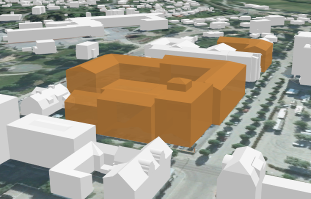 3D-bild på hur området Svanen skulle kunna bebyggas.