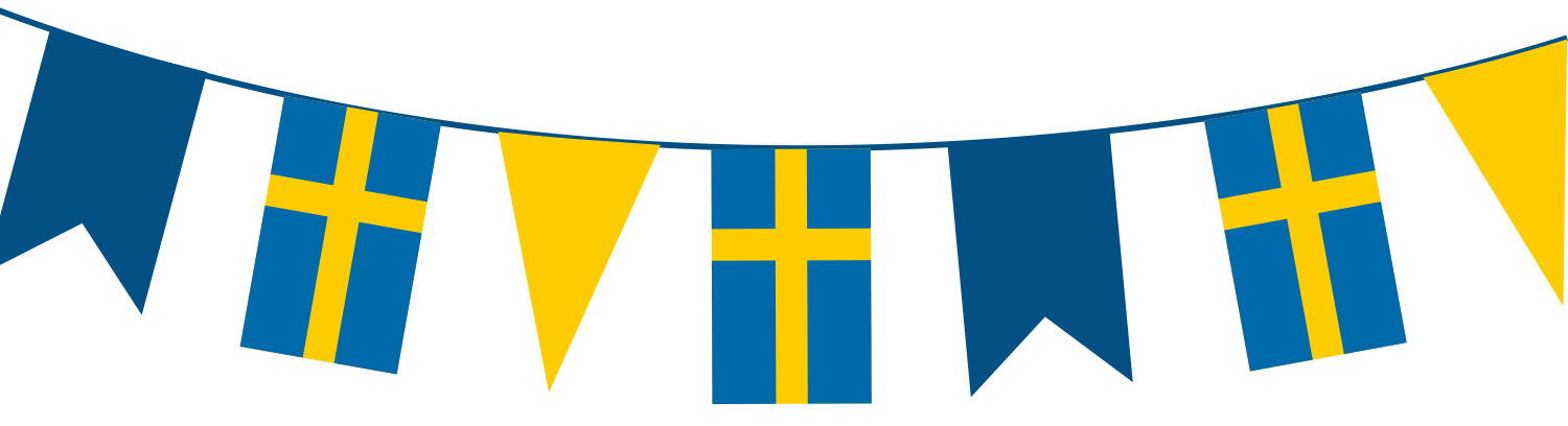 Bild på vimpel med Sverigeflaggor