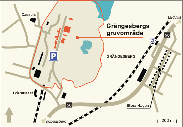 Karta Grängesbergs gruvområde