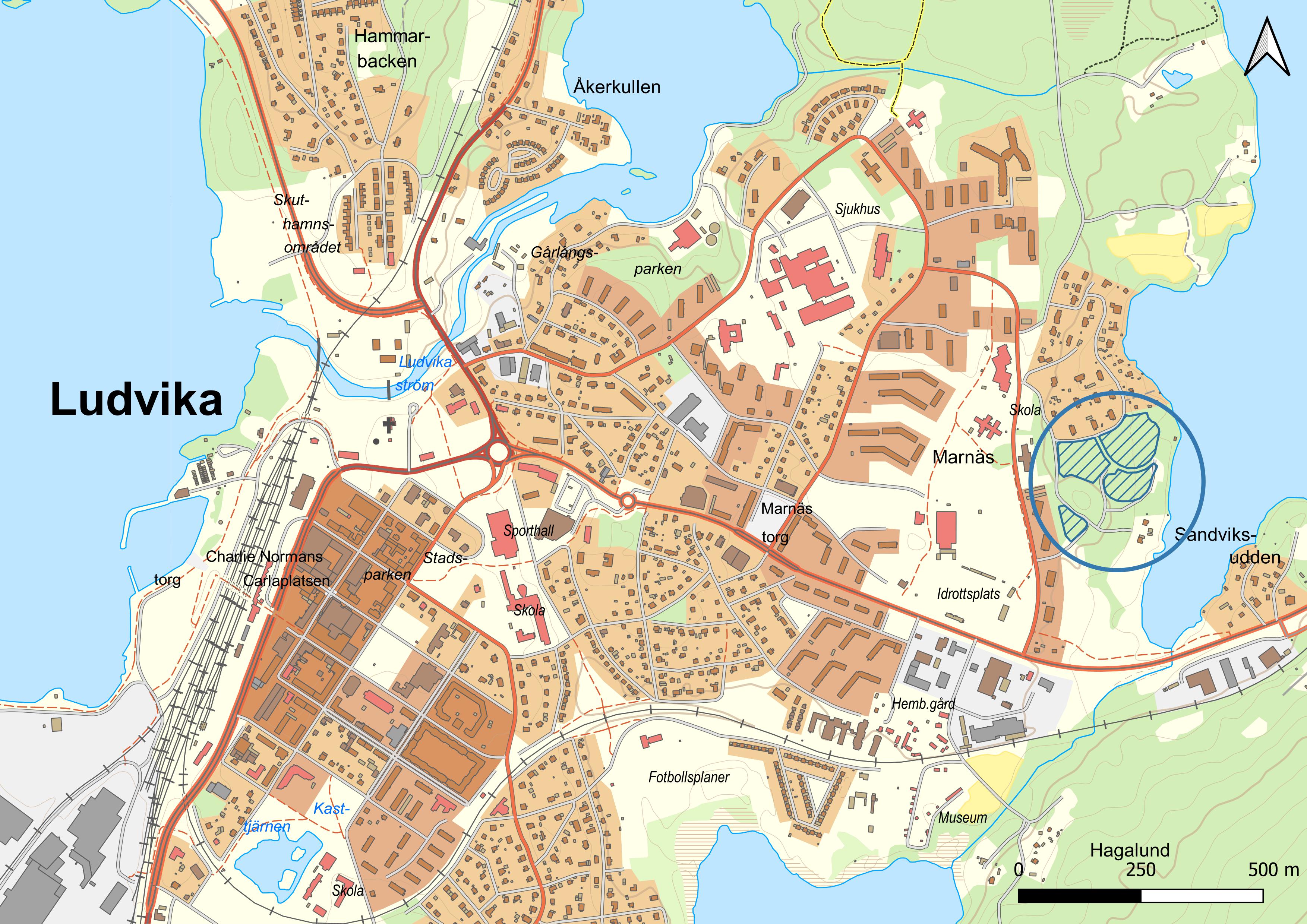 Översiktskarta området Hillänget, Ludvika